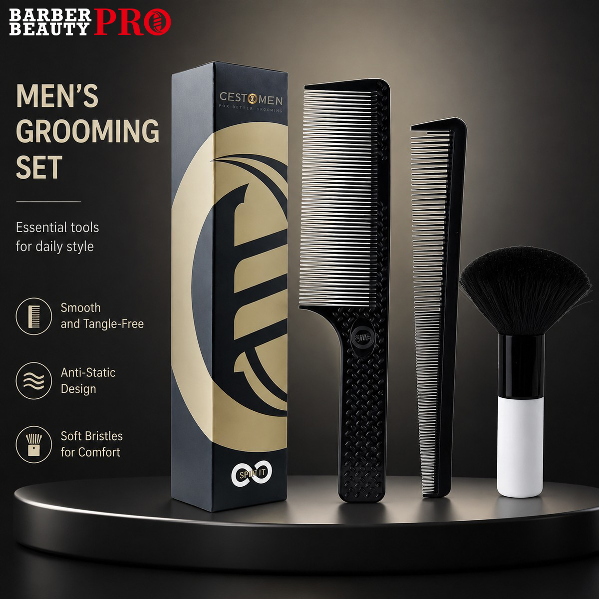 Men'S Grooming Hairstyles - Profesjonalny zestaw 3 grzebieni do strzyżenia